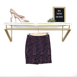 Loft Black and Pink Tweed Pencil Skirt